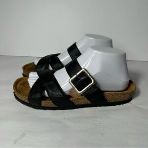 Naot‎ Chicago Slides Womens 9-9.5 US Soft Black Leather Straps Buckle Comfort